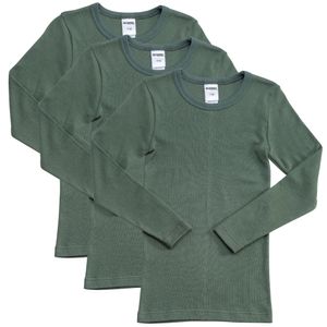 HERMKO 2830 3er Pack Kinder langarm Unterhemd Mädchen + Jungen (Weitere Farbe) Bio-Baumwolle, Farbe:schwarz, Größe:152