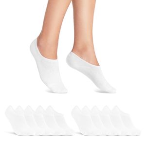 10 Paar Sneaker Socken Damen & Herren unsichtbare kurze Socken mit Silikonpad gegen Verrutschen 16805-  Weiß 35-38