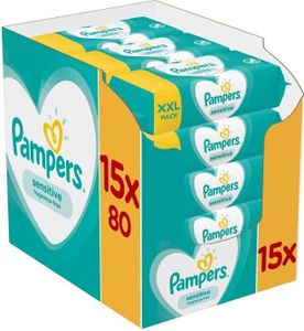 Pampers Feuchte Tücher Sensitive (15x 80er Pack) 1200 Stück Vorteilspack Pampers Feuchte Tücher Sensitive (15x 80er Pack) 1200 Stück Vorteilspack
