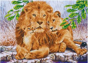 Löwen Familie Diamond Dotz: 76x55 cm