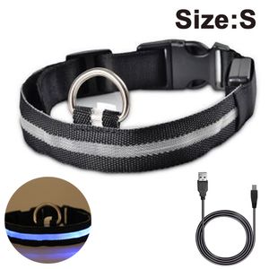 LED-Hundehalsband, wiederaufladbar über USB, leuchtendes Hundehalsband für Nachtsicherheit, modisches Leuchthalsband für kleine und mittelgroße Hunde(Schwarz,S)