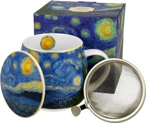 Kubek DUO ART GALLERY Barrel 430 ml STARRY NIGHT z sitkiem do herbaty, porcelana New Bone China
