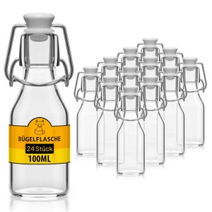 24x Glasflasche 100ml Flaschen zum Befüllen Einmachgläser Bügelverschluss leere Flaschen Bügelflaschen Schnapsflaschen Likörflaschen Saftflaschen