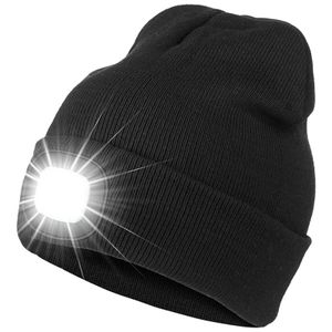 Mutzen Mütze Beanie mit LED-Licht Schwarz Herren und Damen