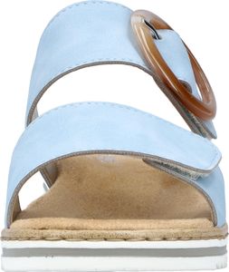 Rieker Damen Pantolette Schnalle Keilabsatz Wedge Klettverschluss V0692, Größe:38 EU, Farbe:Blau