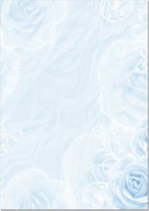 Motiv Briefpapier (Blau-Blumen-5011, A4, 100 Blatt). Einseitig bedrucktes Briefpapier,  beschreibbar, für alle Drucker/Kopierer geeignet