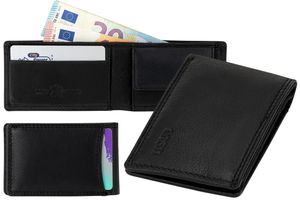 Cash mini Börse Herren Portemonnaie elegante Geldbörse Leder schwarz