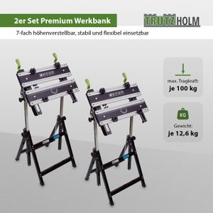 2er Set Profi Werkbank Premium klappbar höhenverstellbar Metall Werktisch Alu Spanntisch