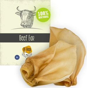 RF-DEER 10 kusov prírodných pamlskov pre psov sušené hovädzie uši so škrupinou 100% prírodné nízkotučné žuvanie pre všetky psy