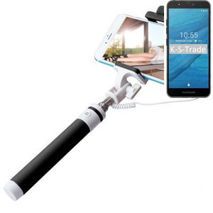 K-S-Trade Selfie Stick kompatibel mit Fairphone Fairphone 3  Selfiestick kabelgebunden Monopod mit Kabel Stab Stange Selfportrait Handheldstick