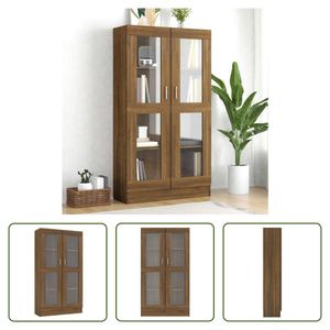 The Living Store Vitrinenschrank Braun Eiche-Optik 82,5x30,5x150cm Holzwerkstoff