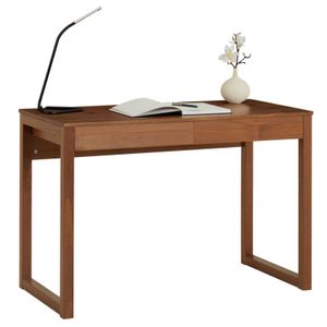 Schreibtisch NOAH in kastanie aus Massivholz, Konsolentisch aus Kiefer mit 2 Schubladen, schmaler Bürotisch aus Holz mit Schubladen, skandinavisches Design