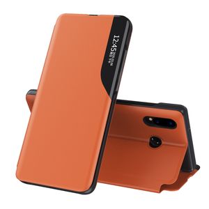 Pouzdro pro Huawei P20 Lite, Smart View Okénko Flip Stojánek PU Kožené Ochranné Pouzdro pro Huawei P20 Lite Pomerančový