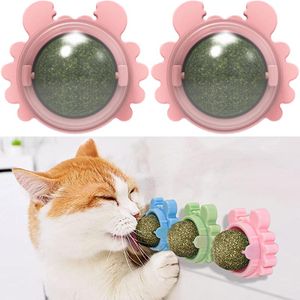 2 Stück Katzenminze Ball Mit Deckel, 360° Rotierend, Katzenminze Wandball, katzenminze spielzeug, Katzenspielzeug, Catnip Ball -rosa