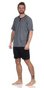 Herren Pyjama Short und T-Shirt Schlafanzug, Dunkelgrau/XL