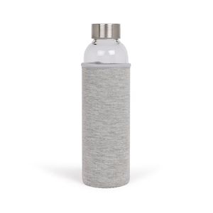 LIVOO Trinkflasche Glas Isoliert mit Hülle Grau Glasflasche Sieb 500 ml MEN394