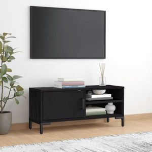 vidaXL TV-Schrank Schwarz 90x30x40 cm Massivholz Kiefer