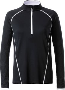 James & Nicholson JN 497 Damen Langarm Funktions-Shirt black/white XL