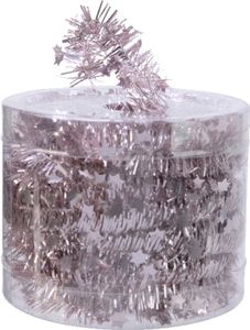 Weihnachtsgirlande Lametta mit Sternen 3cm x 7m - Rosa