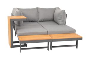 acamp Loungegruppe Shadow 3tlg. grau mit Tisch 70 x 40 x 40 cm