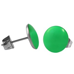 1 Paar 316L Chirurgenstahl Ohrstecker Emaille Farbe - Hellgrün Größe - 4 mm rund Ohrschmuck Ohrringe Ohrhänger