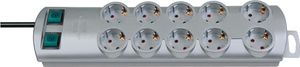 Brennenstuhl Primera-Line Steckdosenleiste 10-fach silber 2m H05VV-F 3G1,5 5-fach schaltbare Steckdosen, 1153390120