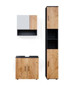 Vicco Bathroom furniture set Irma, 3 parts, with tall unit, Anthracite/Oak