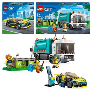 LEGO 66744 City Vorteilspaket, 2-in-1 Bundle Müllwagen und Elektro-Sportwagen, Spielzeug-Auto für Kinder, Mädchen und Jungen ab 5 Jahren, Geschenk-Idee zum Geburtstag