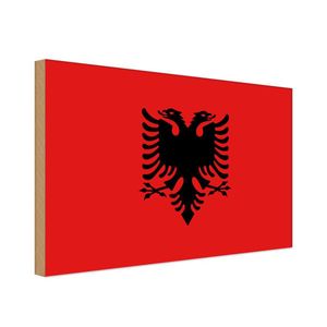 vianmo Holzschild Holzbild 18x12 cm Albanien Fahne Flagge