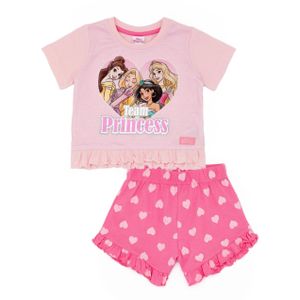 Disney Princess - Schlafanzug für Mädchen  kurzärmlig NS7421 (128) (Pink)