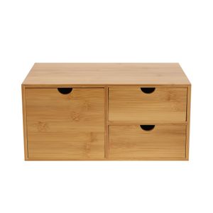 Bambus Schreibtisch Organizer mit 3 Schubladen Retro Aufbewahrungsbox Ordnungssystem Schreibtischbox