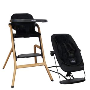 DERYAN Curve Luxe Dětská židle - Včetně houpací židle a vložky - Sada pro novorozence - Dětská židle, která roste s dítětem - Černá