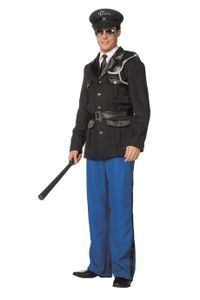 Polizist Kostüm Schwarz/Blau 60