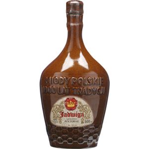 Jadwiga Poltorak Honig (Eineinhalber) 0,5L im Steinzeuggefäß | Met Honigwein Metwein Honigmet | 500 ml | 16% Alkohol | Apis | Geschenkidee | 18+