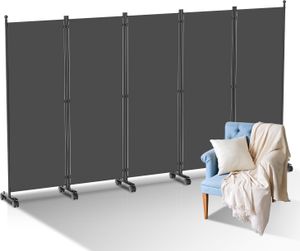 Jopassy Paravent auf Rollen 5 teilig Anthrazit 284x181 cm Outdoor Raumteiler Garten Spanische Wand Trennwand Raumtrenner