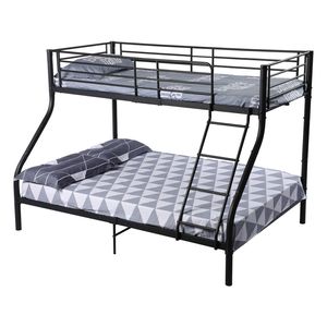IPOTIUS Patrová postel Rámy patrových postelí s lamelovým rámem 140x200cm a 90x200cm Ložnicová postel pro 2-3 osoby, černá barva