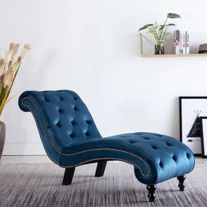 Luxus Recamiere Chaiselongue Relaxliege Loungesofa, Blau Samt