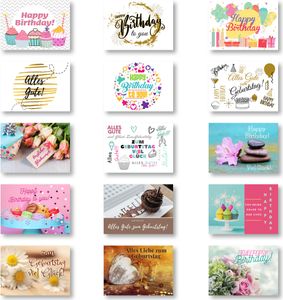 Domelo Geburtstagskarten, 15er Set mit Umschlag, Happy Birthday Postkarten, Kraftpapier Karten zum Geburtstag, Geburtstagskarte für Mann/ Frau/ Kinder, Postkarte als Grußkarten