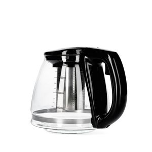 HOMLA Melzo Tee- und Kaffeekanne mit Brüher Sieb - Für heiße Flüssigkeiten, Kräuterbrühe - Minimalistisches Design Glas Kunststoff Edelstahl 1,4 l