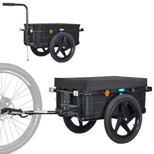 Veelar Plus Fahrrad Lastenanhänger & Handwagen mit 70 Liter Transportbox Fahrradanhänger Transportanhänger