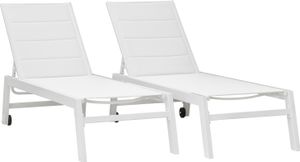 2er Set Sonnenliegen BARBADOS aus weißem Textilene - weißes Aluminium