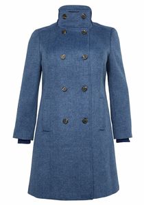 sheego Damen Große Größen Mantel in Woll-Optik, melierte Qualität Citywear klassisch Knopfleiste