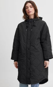 fransa FRVEGA Damen Steppmantel Wintermantel Winterjacke gefüttert mit Kapuze mit Knopfleiste