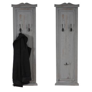 2er-Set Garderobe T33, Wandgarderobe Garderobenpaneel, Wandhaken Holz 109x28x4cm  grau shabby