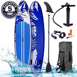 BRAST SUP Board Fusion Aufblasbares Stand up Paddle Set 320x81x15cm Blau incl. Zubehör Fußschlaufe Paddel Pumpe Rucksack
