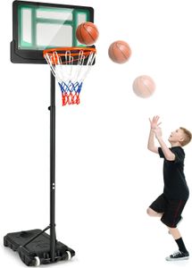COSTWAY basketbalový stojan 90/158-210 cm s nastaviteľnou výškou, basketbalový kôš odolný voči poveternostným vplyvom so stojanom a 2 kolieskami, basketbalový systém pre deti, mládež