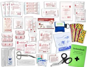 Komplett-Set Erste-Hilfe KITA PLUS 2 DIN/EN 13157 für Betriebe inkl. Antisept-Hygiene-Spray & Notfallbeatmungshilfe