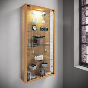 VCM Glasvitrine hängend | Vitrine Glas mit ESG-Sicherheitsglas | Maße: H. 114 x B. 59 x T. 18 cm | Hängevitrine Glas | Modern und platzsparend | Glas Vitrinenschrank - Vitrosa Maxi