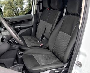 Potahy sedadel Tailor Made perfektně padnoucí vhodné pro Ford Transit Connect II od roku 2014 ideální černý čalounický materiál vyrobený na zakázku