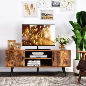 COSTWAY Fernsehtisch Holz, Fernsehschrank mit Fach und Stauraum, Retro Wohnzimmertisch Sofatisch für Schlafzimmer, Wohnzimmer 120x40x50,5cm